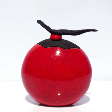 Flacon oblong en céramique raku rouge et noir - Petit Modèle