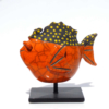 Poisson orange en céramique raku