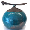 Boite ronde céramique raku turquoise