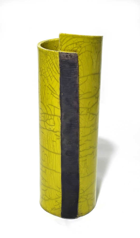 Vase tube céramique raku vert
